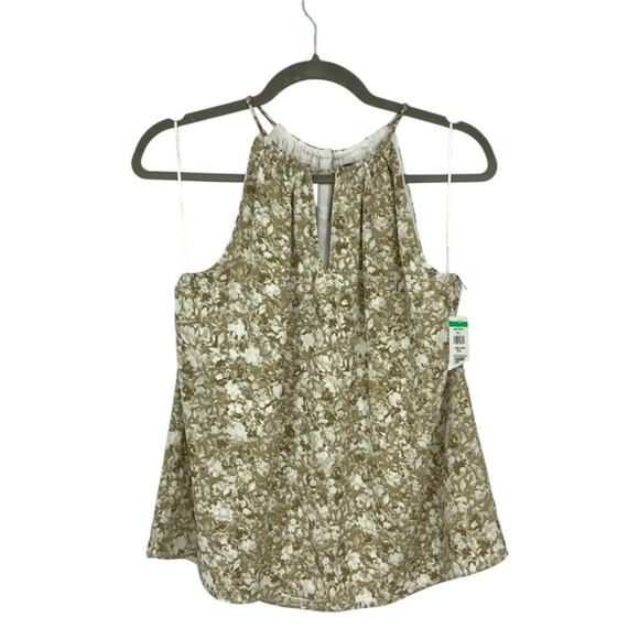 Halogen Sleeveless Lined Floral Halter Top Tan Size Small NWOT - Picture 3 of 8